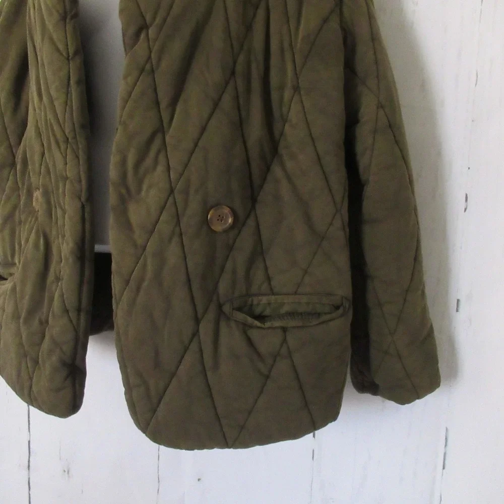 New Free People Jacket XS Tawny Puffer Quilted Open Front Olive Green Oversized